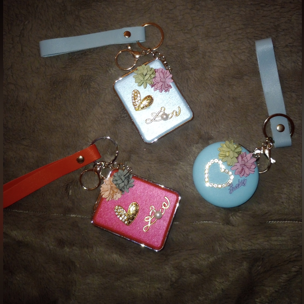 Floral Bi-fold Mirror Keychain- Pick One